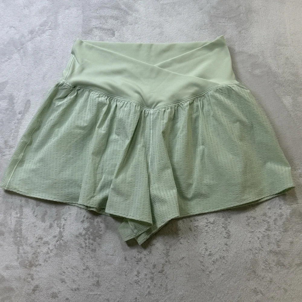 Offline by Aerie Real Me Crossover Shorts Mint Green Ribbed Athletic M